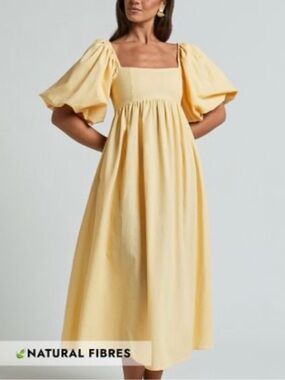 Showpo Yellow Puff Sleeve Dress